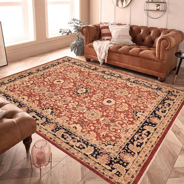 handmade Traditional Kafkaz Rust Blue Hand Knotted RECTANGLE 100% WOOL area rug 8 x 10